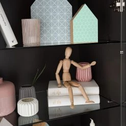 Mørteens Vitrine Lindholm - Partiellement en chêne massif - Gris mat -Meubles de salle à manger Soldes Magasin 1000170810 200108 13505900004 DETAILS P000000001000170810