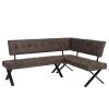Loftscape Banquette d’angle Clyde - Microfibre / Acier - Gris vintage / Noir - Marron vintage - Angle à droite (vu de face)
