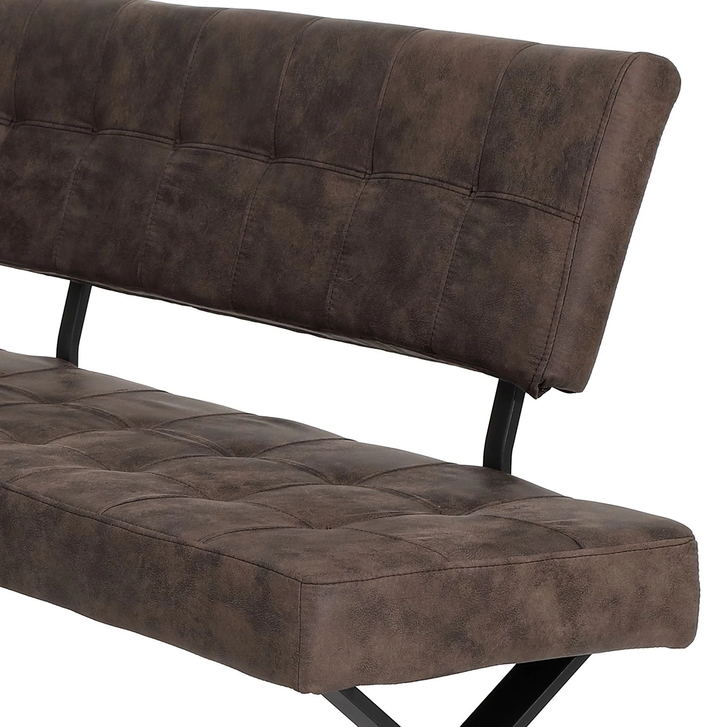 Loftscape Banquette d’angle Clyde - Microfibre / Acier - Gris vintage / Noir - Marron vintage - Angle à droite (vu de face) 3 Loftscape Banquette d’angle Clyde - Microfibre / Acier - Gris vintage / Noir - Marron vintage - Angle à droite (vu de face) – Image 3