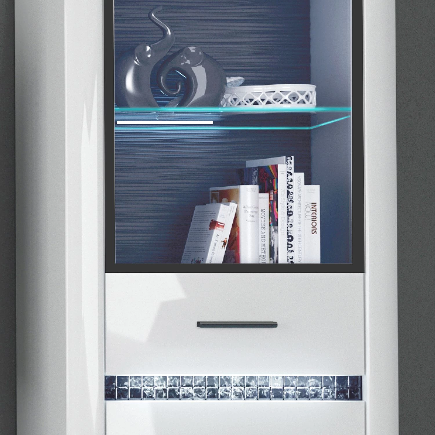 Loftscape Vitrine Charnocks I - Blanc brillant / Noir 3 Loftscape Vitrine Charnocks I - Blanc brillant / Noir – Image 3