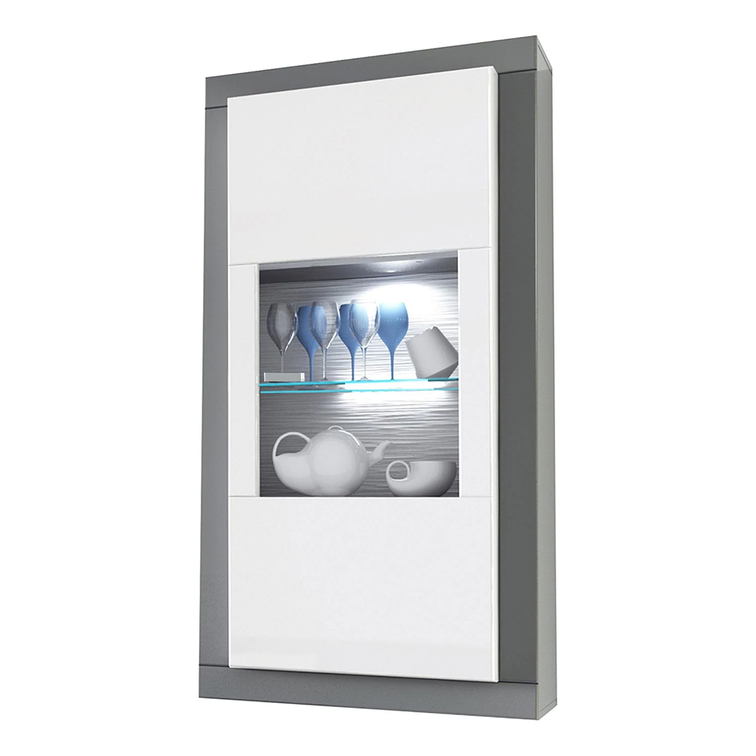 Loftscape Vitrine murale Curlewis - Blanc brillant / Anthracite 1 Loftscape Vitrine murale Curlewis - Blanc brillant / Anthracite