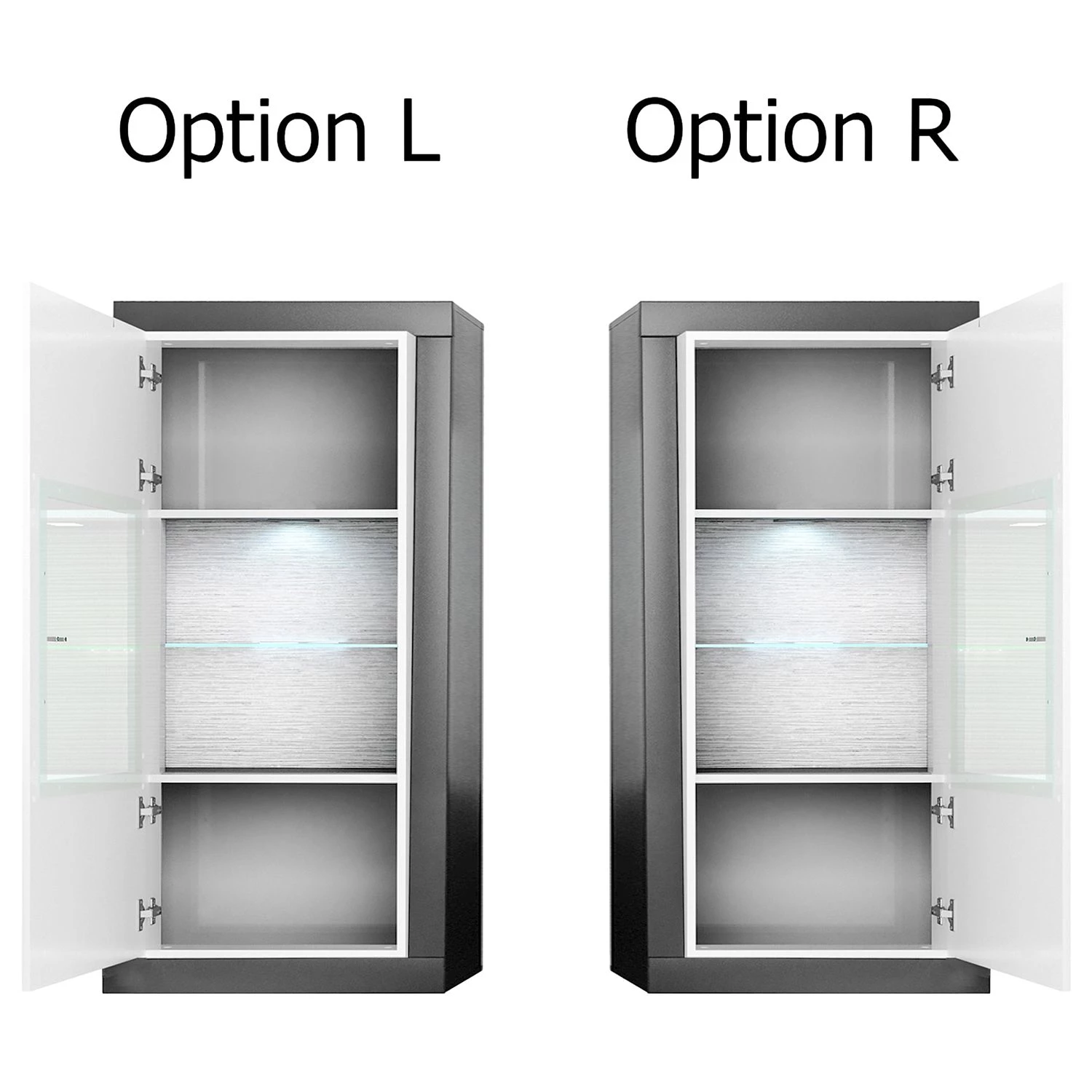 Loftscape Vitrine murale Curlewis - Blanc brillant / Anthracite 5 Loftscape Vitrine murale Curlewis - Blanc brillant / Anthracite – Image 5