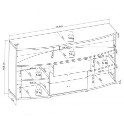 Loftscape Buffet Mury - Blanc brillant / Anthracite -Meubles de salle à manger Soldes Magasin 1000171334 190424 07575900111 GALLERYIMAGES P000000001000171334