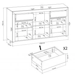 Loftscape Buffet Charnocks - Blanc brillant / blanc -Meubles de salle à manger Soldes Magasin 1000171351 190424 07580400256 GALLERYIMAGES P000000001000171351