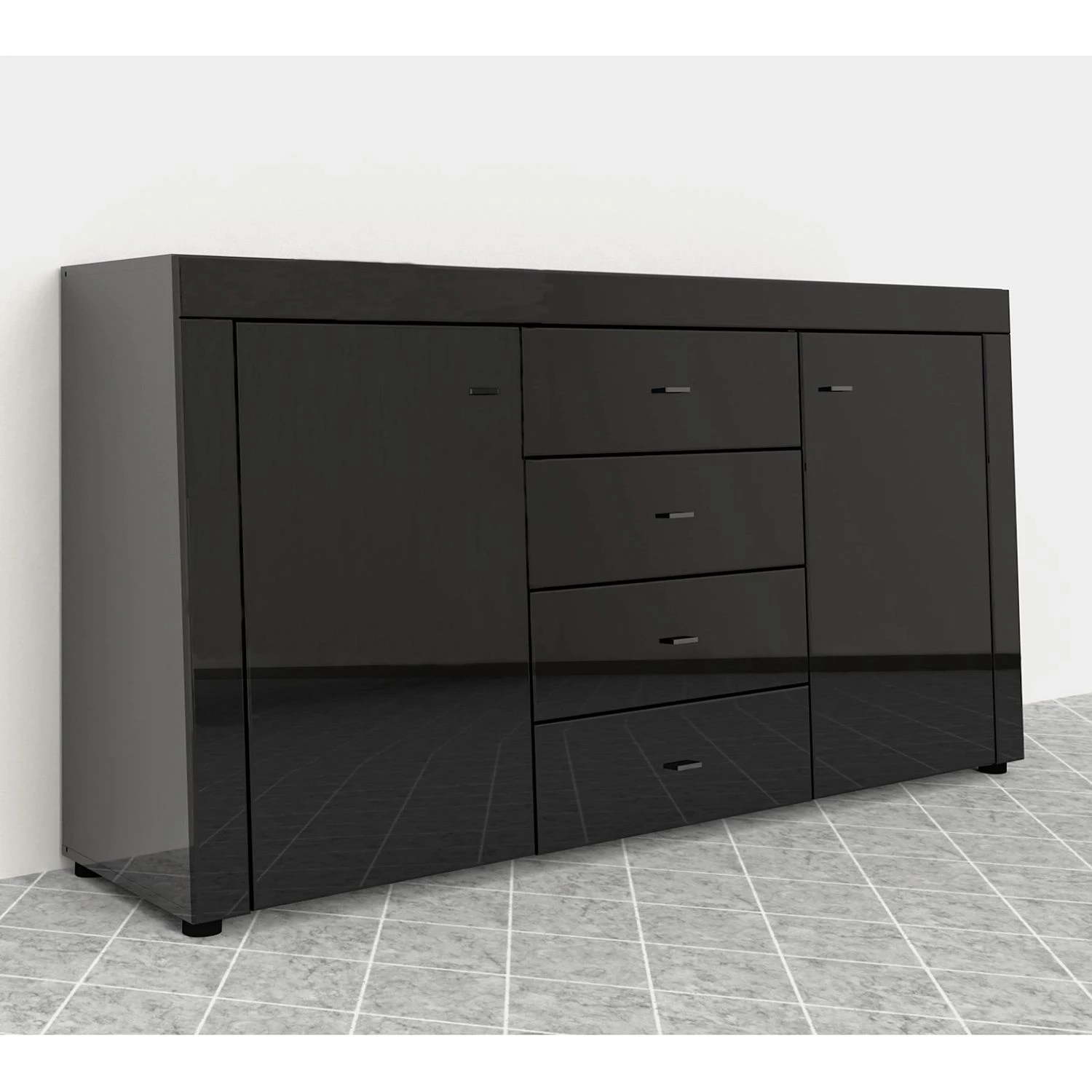 Loftscape Buffet Moitin - Noir brillant / Noir 2 Loftscape Buffet Moitin - Noir brillant / Noir – Image 2