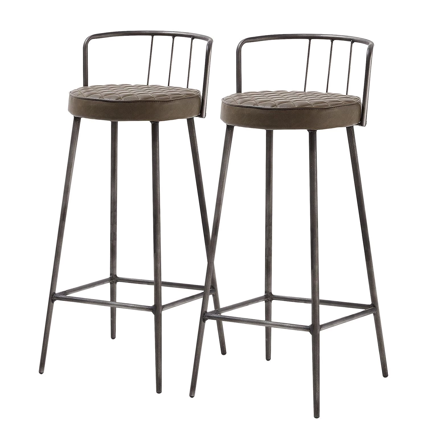 Red Living Chaise de bar Hegne (lot de 2) - Imitation cuir / Acier - Marron vintage / Anthracite 1 Red Living Chaise de bar Hegne (lot de 2) - Imitation cuir / Acier - Marron vintage / Anthracite