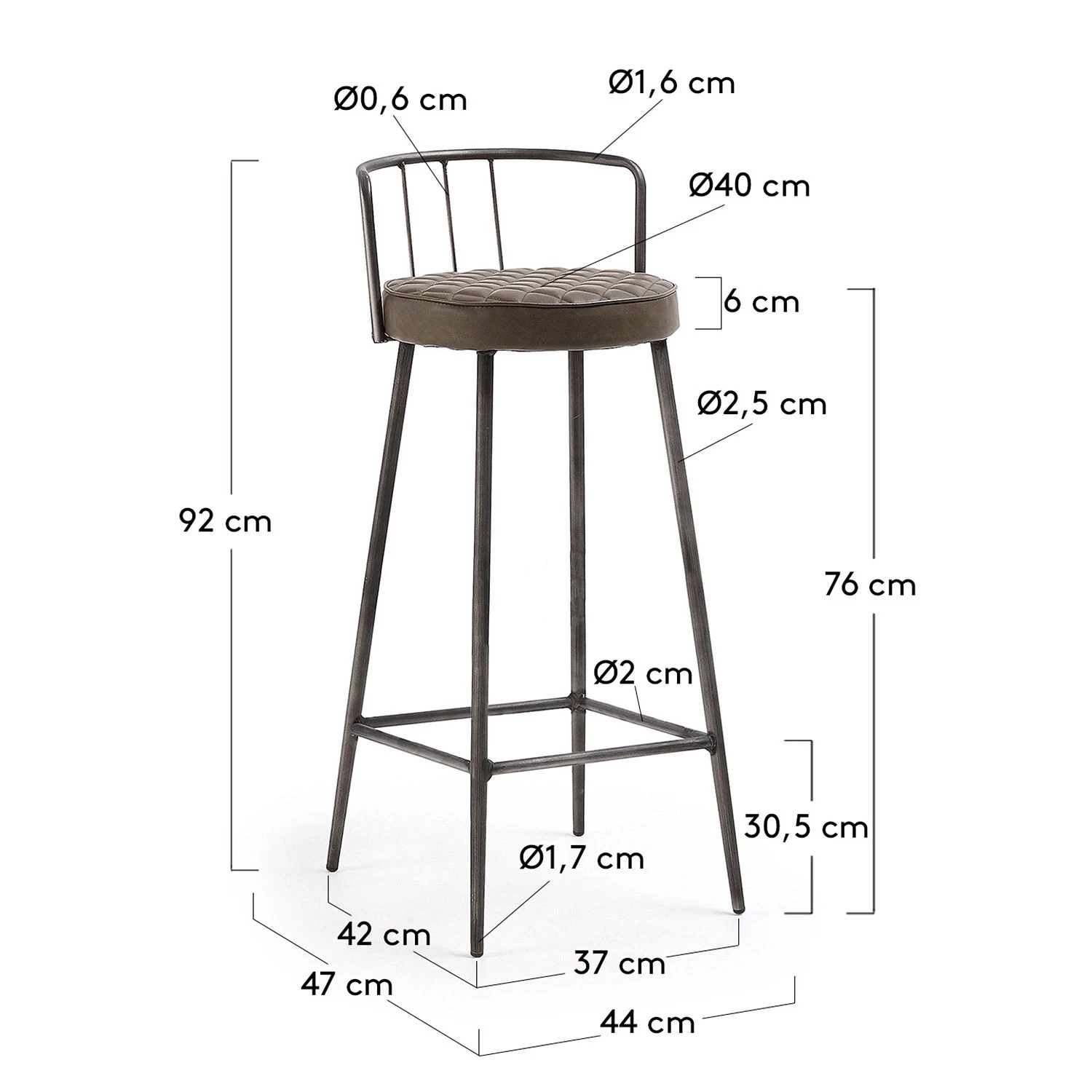Red Living Chaise de bar Hegne (lot de 2) - Imitation cuir / Acier - Marron vintage / Anthracite 4 Red Living Chaise de bar Hegne (lot de 2) - Imitation cuir / Acier - Marron vintage / Anthracite – Image 4
