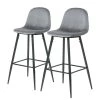 Jack & Alice Chaise de bar Sendo (lot de 2) - Velours/ Métal - Gris / Noir