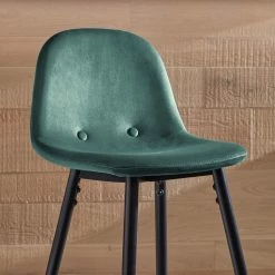 Jack & Alice Chaise de bar Sendo (lot de 2) - Velours/ Métal - Turquoise / Noir -Meubles de salle à manger Soldes Magasin 1000172233 220315 035 DETAILS P000000001000172233