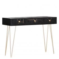 Jack & Alice Console Towa - Acacia massif / Métal - Noir / Or