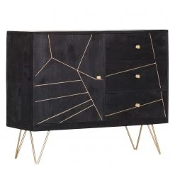 Jack & Alice Commode Towa I - Acacia massif / Métal - Noir / Or