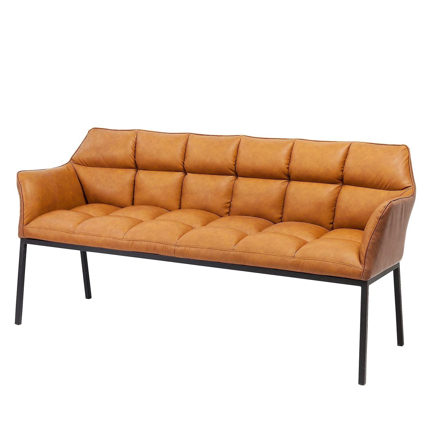 Kare Design Banquette Thinktank - Imitation cuir / Acier - Cognac / Noir 1 Kare Design Banquette Thinktank - Imitation cuir / Acier - Cognac / Noir