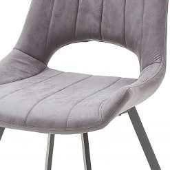 Loftscape Chaises Gingin (lot de 2) - Microfibre / Métal - Anthracite / Chrome - Gris clair -Meubles de salle à manger Soldes Magasin 1000176433 190701 15483500029 GALLERYIMAGES P000000001000176433