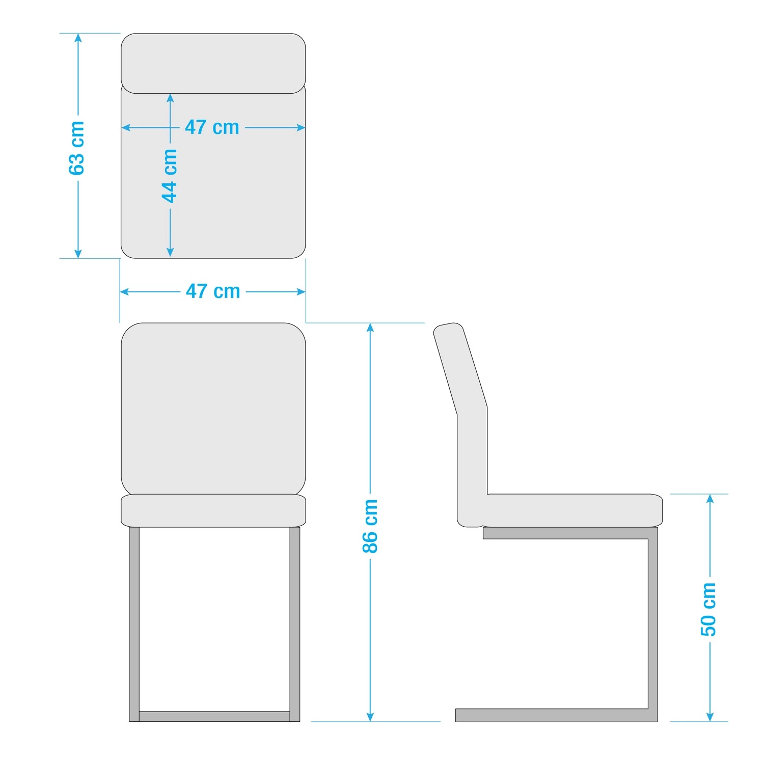 Ars manufacti Chaises cantilever Finga I (lot de 2) - Cuir synthétique Kasai: Gris - Noir 9 Ars manufacti Chaises cantilever Finga I (lot de 2) - Cuir synthétique Kasai: Gris - Noir – Image 9