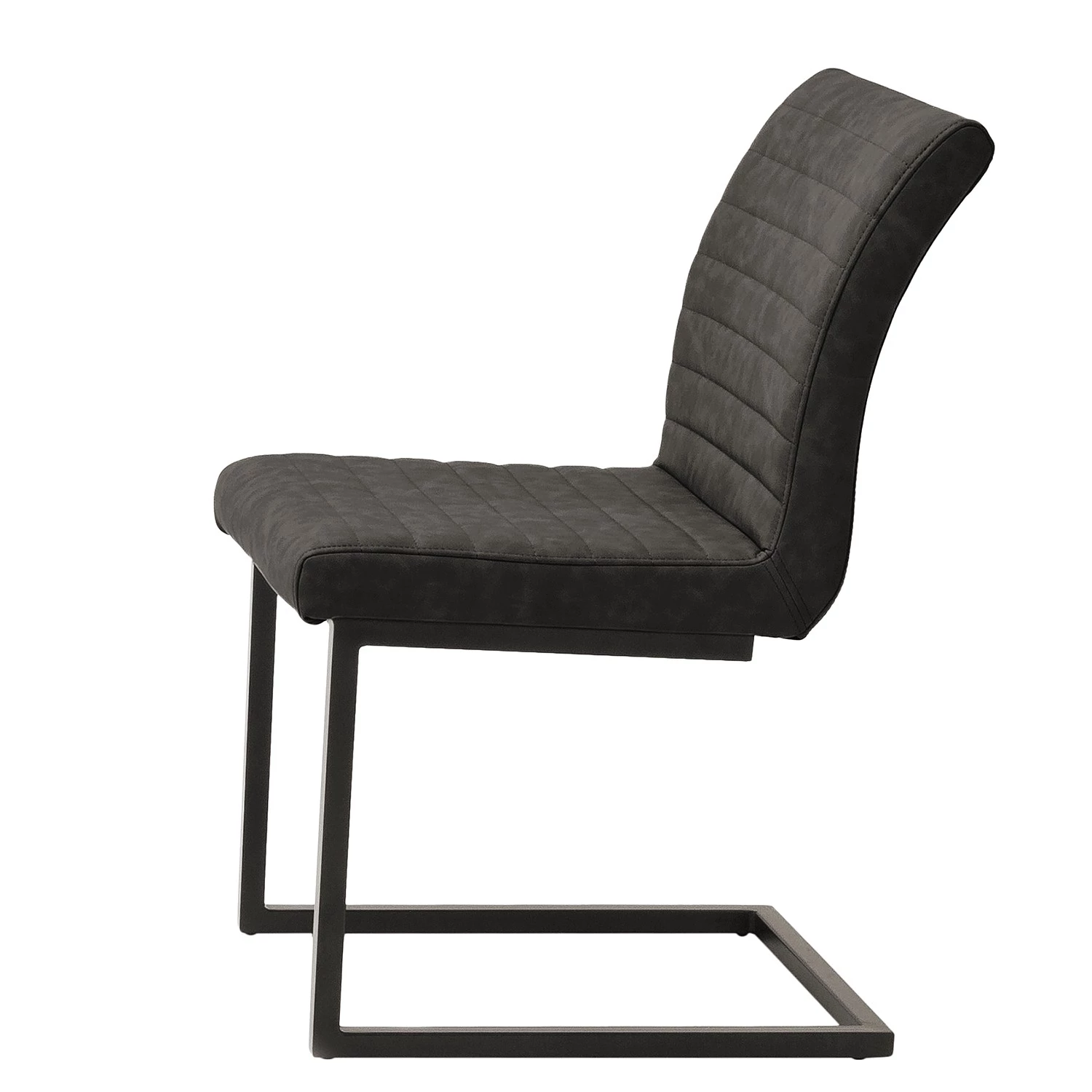 Ars manufacti Chaises cantilever Finga I (lot de 2) - Cuir synthétique Kasai: Gris - Noir 3 Ars manufacti Chaises cantilever Finga I (lot de 2) - Cuir synthétique Kasai: Gris - Noir – Image 3