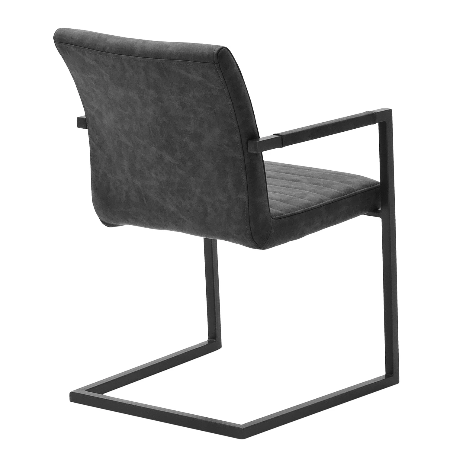 Ars manufacti Chaise à accoudoirs Finga I - Imitation cuir / Acier - Noir mat - Cuir synthétique Kasai: Gris - Noir 4 Ars manufacti Chaise à accoudoirs Finga I - Imitation cuir / Acier - Noir mat - Cuir synthétique Kasai: Gris - Noir – Image 4