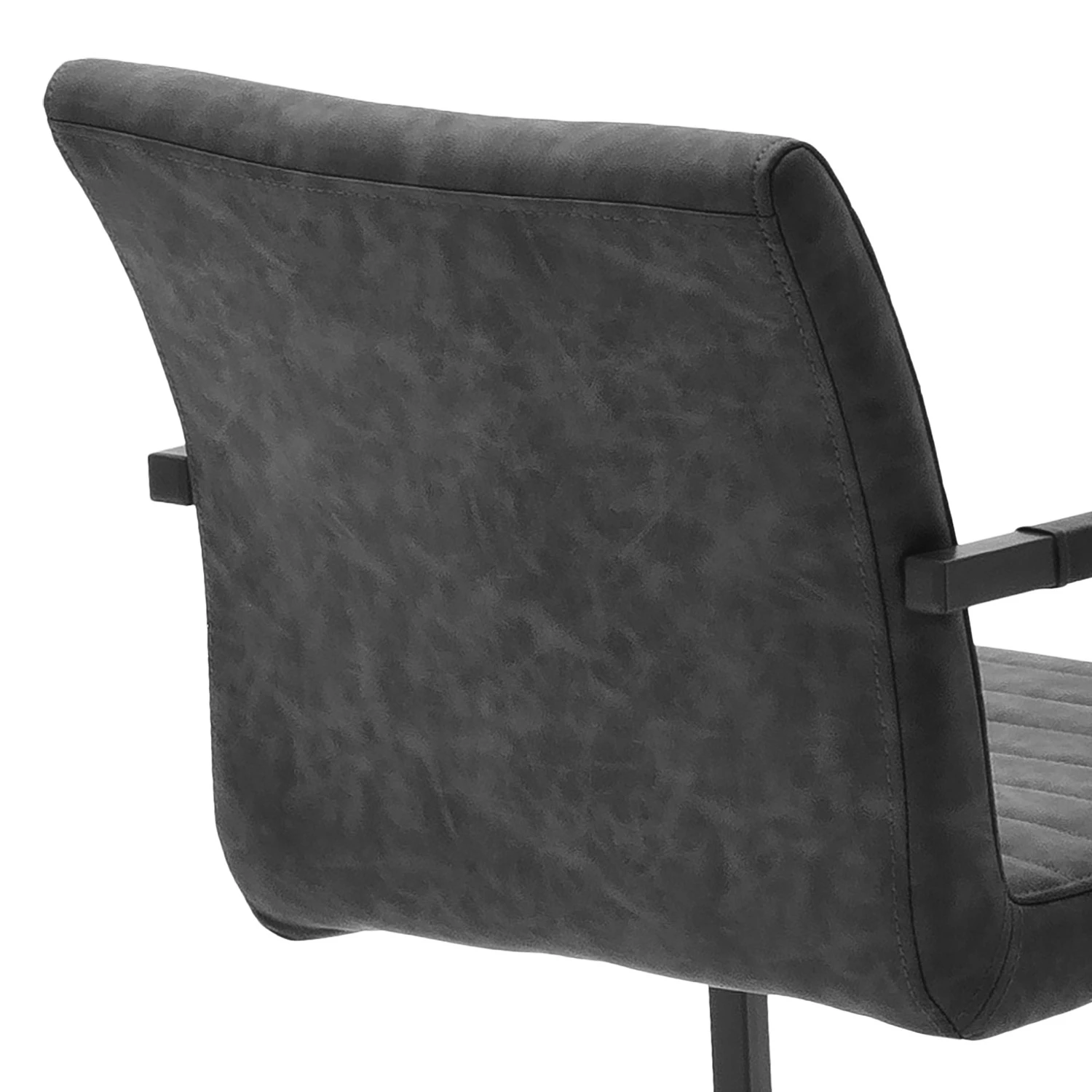 Ars manufacti Chaise à accoudoirs Finga I - Imitation cuir / Acier - Noir mat - Cuir synthétique Kasai: Gris - Noir 6 Ars manufacti Chaise à accoudoirs Finga I - Imitation cuir / Acier - Noir mat - Cuir synthétique Kasai: Gris - Noir – Image 6