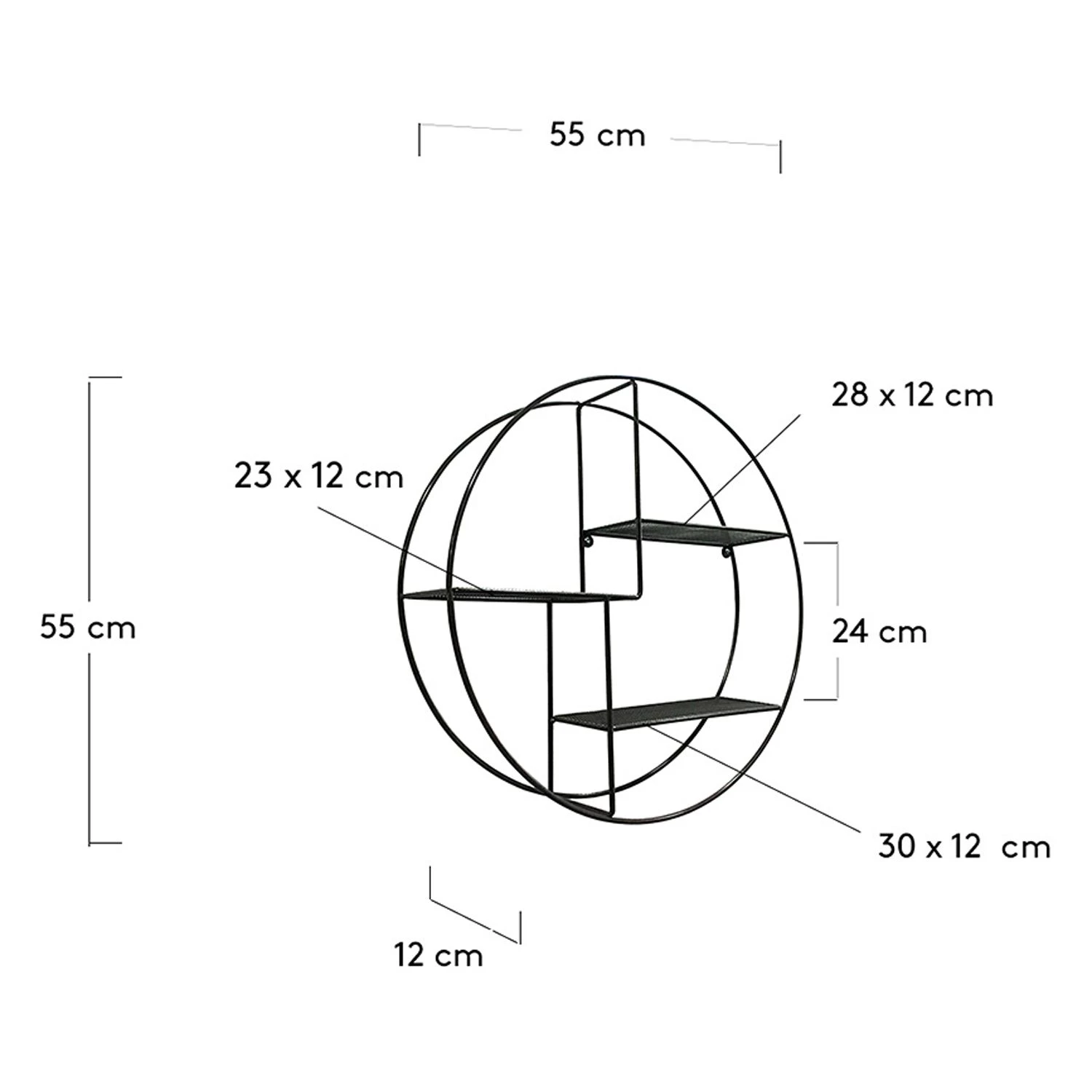 Red Living Étagère murale Petrela - Métal - Noir 5 Red Living Étagère murale Petrela - Métal - Noir – Image 5