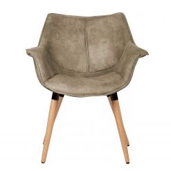 Ars manufacti Chaise à accoudoirs Kantii I - Microfibre / Chêne massif - Gris silex vintage - 1 chaise -Meubles de salle à manger Soldes Magasin 1000176705 200302 11493800005 DETAILS P000000001000176705