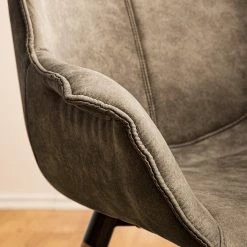 Ars manufacti Chaise à accoudoirs Kantii I - Microfibre / Chêne massif - Gris silex vintage - 1 chaise -Meubles de salle à manger Soldes Magasin 1000176705 200302 11494000011 DETAILS P000000001000176705