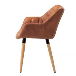 Mørteens Chaise à accoudoirs Lamppi - microfibre / Chêne massif - Microfibre Colby: Cognac vintage - 1 chaise -Meubles de salle à manger Soldes Magasin 1000176715 200107 15382400029 DETAILS P000000001000176715