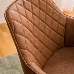 Mørteens Chaise à accoudoirs Pori II - Imitation cuir / Chêne massif - Marron - 1 chaise -Meubles de salle à manger Soldes Magasin 1000176717 200302 15293500005 DETAILS P000000001000176717