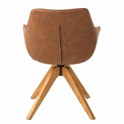 Mørteens Chaise à accoudoirs Pori II - Imitation cuir / Chêne massif - Marron - 1 chaise -Meubles de salle à manger Soldes Magasin 1000176717 200615 06211500004 DETAILS P000000001000176717