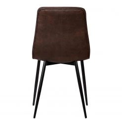 Ars manufacti Chaise capitonnée Tervo - microfibre / Acier - Microfibre Colby: Marron foncé vintage - Lot de 2 -Meubles de salle à manger Soldes Magasin 1000176747 201013 13591400051 DETAILS P000000001000176747