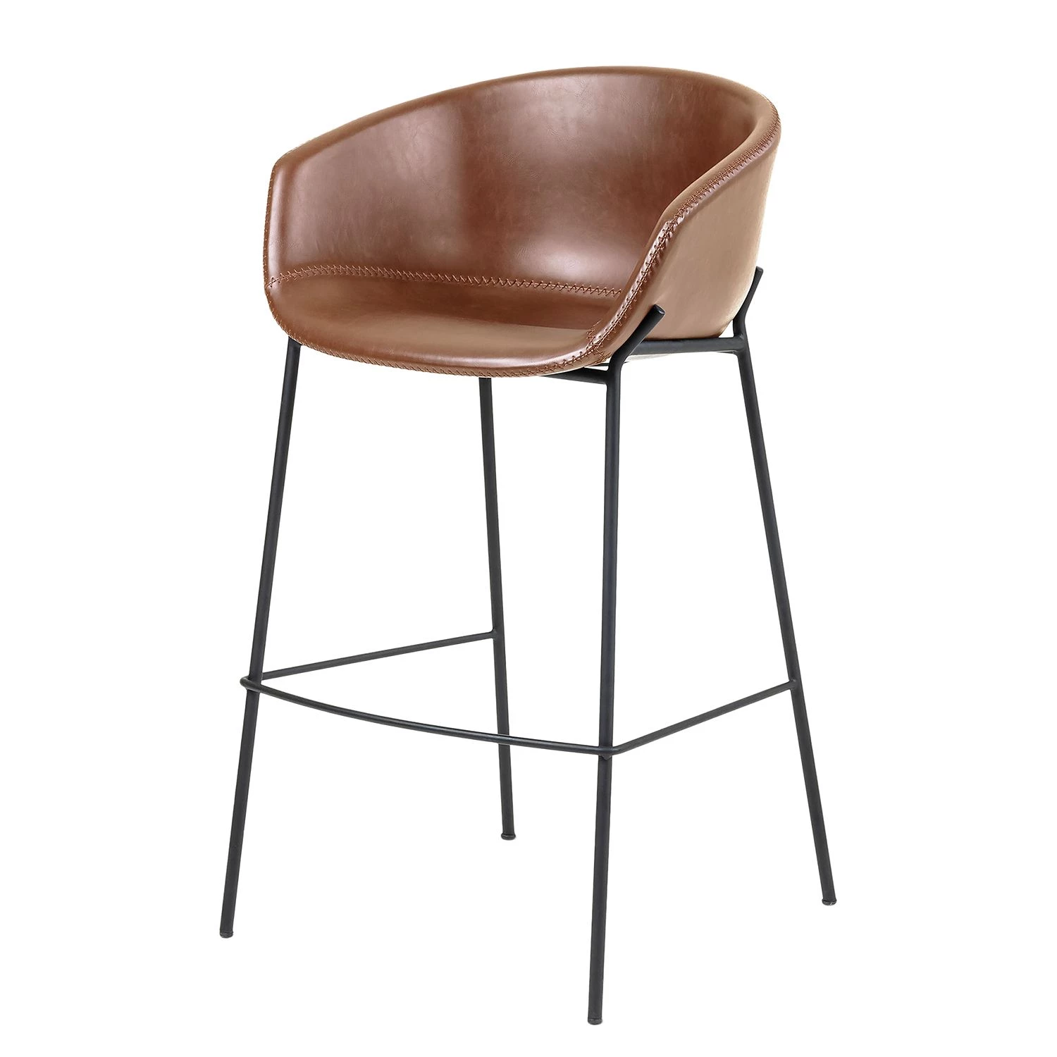 Norrwood Chaise de bar Baxa III - Imitation cuir / Acier - Marron / Noir 1 Norrwood Chaise de bar Baxa III - Imitation cuir / Acier - Marron / Noir