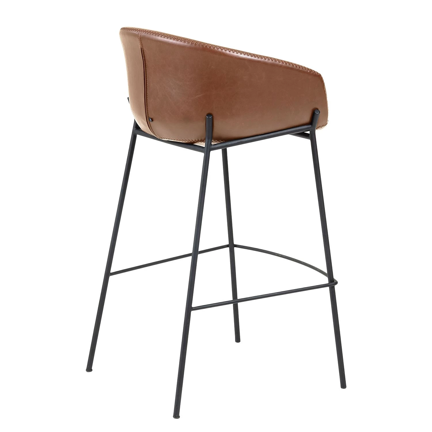 Norrwood Chaise de bar Baxa III - Imitation cuir / Acier - Marron / Noir 3 Norrwood Chaise de bar Baxa III - Imitation cuir / Acier - Marron / Noir – Image 3