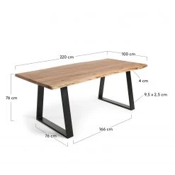 Red Living Table Haggi - Acacia massif / Acier - Acacia / Noir - 220 x 100 cm -Meubles de salle à manger Soldes Magasin 1000176906 190614 06442700107 GALLERYIMAGES P000000001000176906