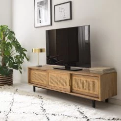 Ars manufacti Meuble TV Vina - Manguier massif / Rotin - Manguier / Noir -Meubles de salle à manger Soldes Magasin 1000178070 200320 14034300002 MOOD DETAILS P000000001000178070 mood