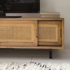 Ars manufacti Meuble TV Vina - Manguier massif / Rotin - Manguier / Noir -Meubles de salle à manger Soldes Magasin 1000178070 200320 14034600005 DETAILS P000000001000178070