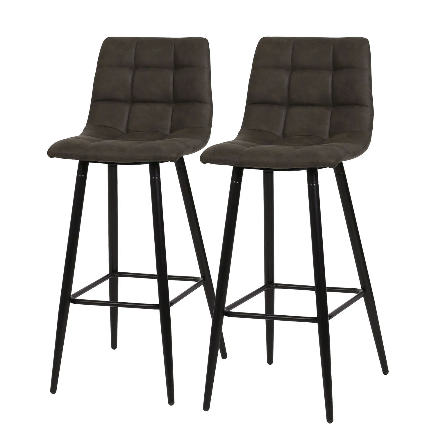 Ars manufacti Chaises de bar Donnell (lot de 2) - Microfibre/ Acier - Noir mat - Anthracite 1 Ars manufacti Chaises de bar Donnell (lot de 2) - Microfibre/ Acier - Noir mat - Anthracite