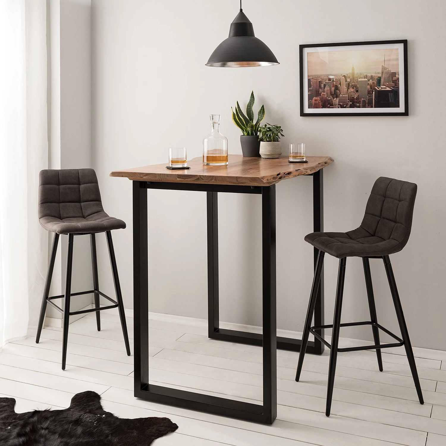 Ars manufacti Chaises de bar Donnell (lot de 2) - Microfibre/ Acier - Noir mat - Anthracite 2 Ars manufacti Chaises de bar Donnell (lot de 2) - Microfibre/ Acier - Noir mat - Anthracite – Image 2