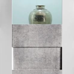 LC Spa Vitrine Easy - Blanc brillant / Imitation béton -Meubles de salle à manger Soldes Magasin 1000178267 201029 08535600587 DETAILS P000000001000178267