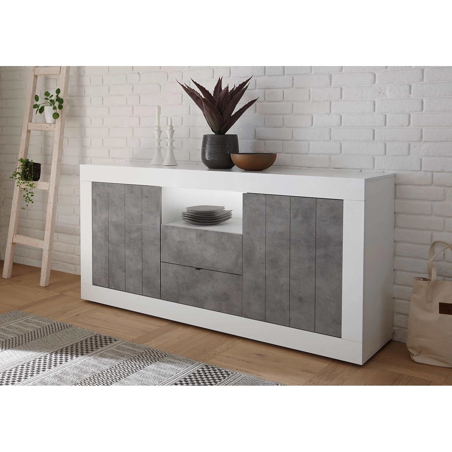 LC Spa Buffet Urbino I - Imitation béton / Blanc 2 LC Spa Buffet Urbino I - Imitation béton / Blanc – Image 2