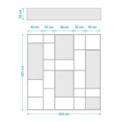 Loftscape Bibliothèque Emporior VII - Mat beige clair - Largeur : 224 cm -Meubles de salle à manger Soldes Magasin 1000178975 190801 08301600030 SKETCH DETAILS P000000001000178975 sketch
