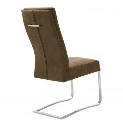 Fredriks Chaises cantilever Bury II (lot de 2) - Imitation cuir / Acier inoxydable - Sable -Meubles de salle à manger Soldes Magasin 1000178996 190725 10290600004 DETAILS P000000001000178996