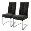 Fredriks Chaises cantilever Bury I (lot de 2) - Imitation cuir / Acier inoxydable - Noir