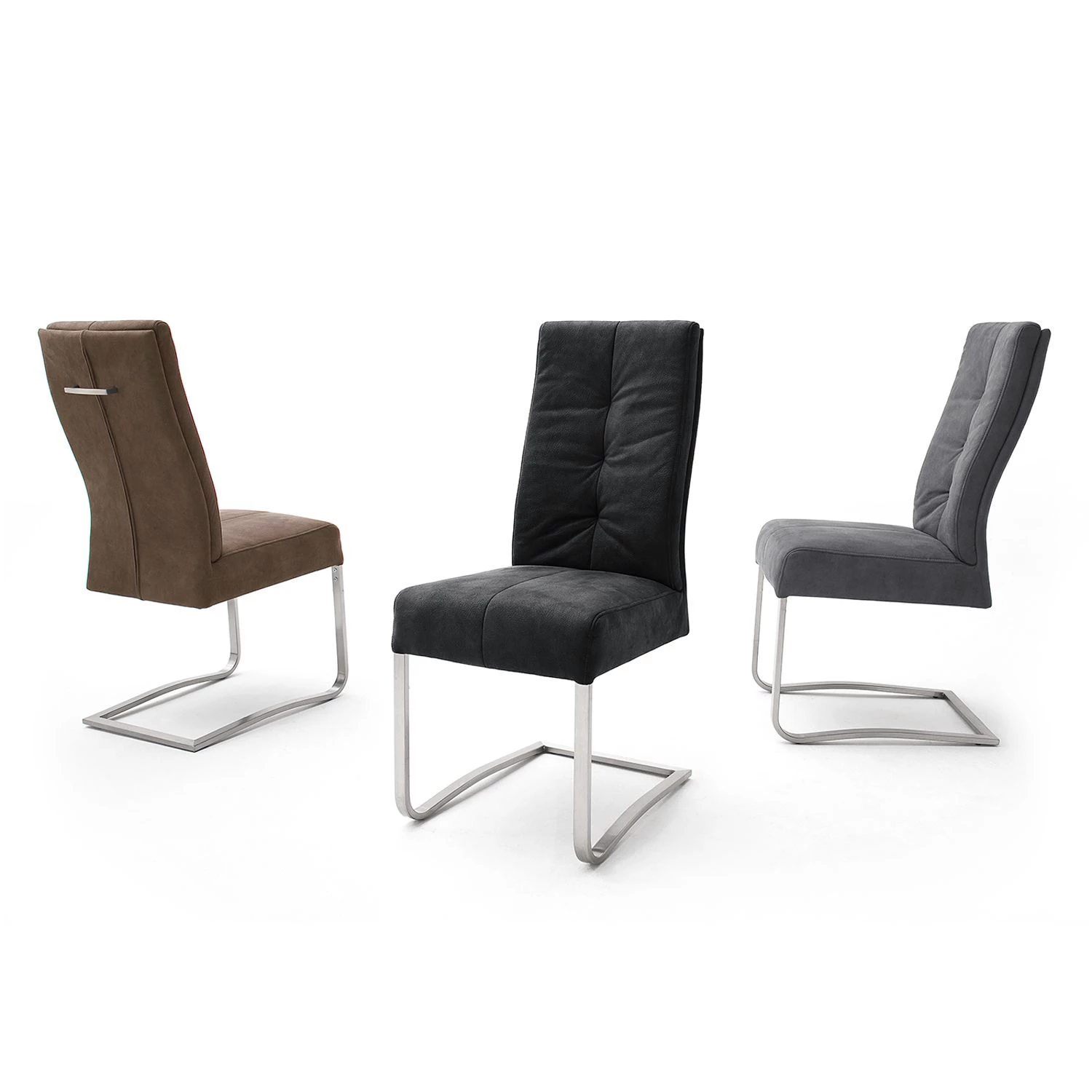 Fredriks Chaises cantilever Bury I (lot de 2) - Imitation cuir / Acier inoxydable - Noir 2 Fredriks Chaises cantilever Bury I (lot de 2) - Imitation cuir / Acier inoxydable - Noir – Image 2