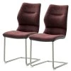 Fredriks Chaises cantilever Kiama (lot de 2) - Imitation cuir / Tissé à plat - Acier inoxydable - Bordeaux
