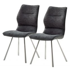 Fredriks Chaises Kiama (lot de 2) - Imitation cuir / Tissé à plat - Acier inoxydable - Anthracite