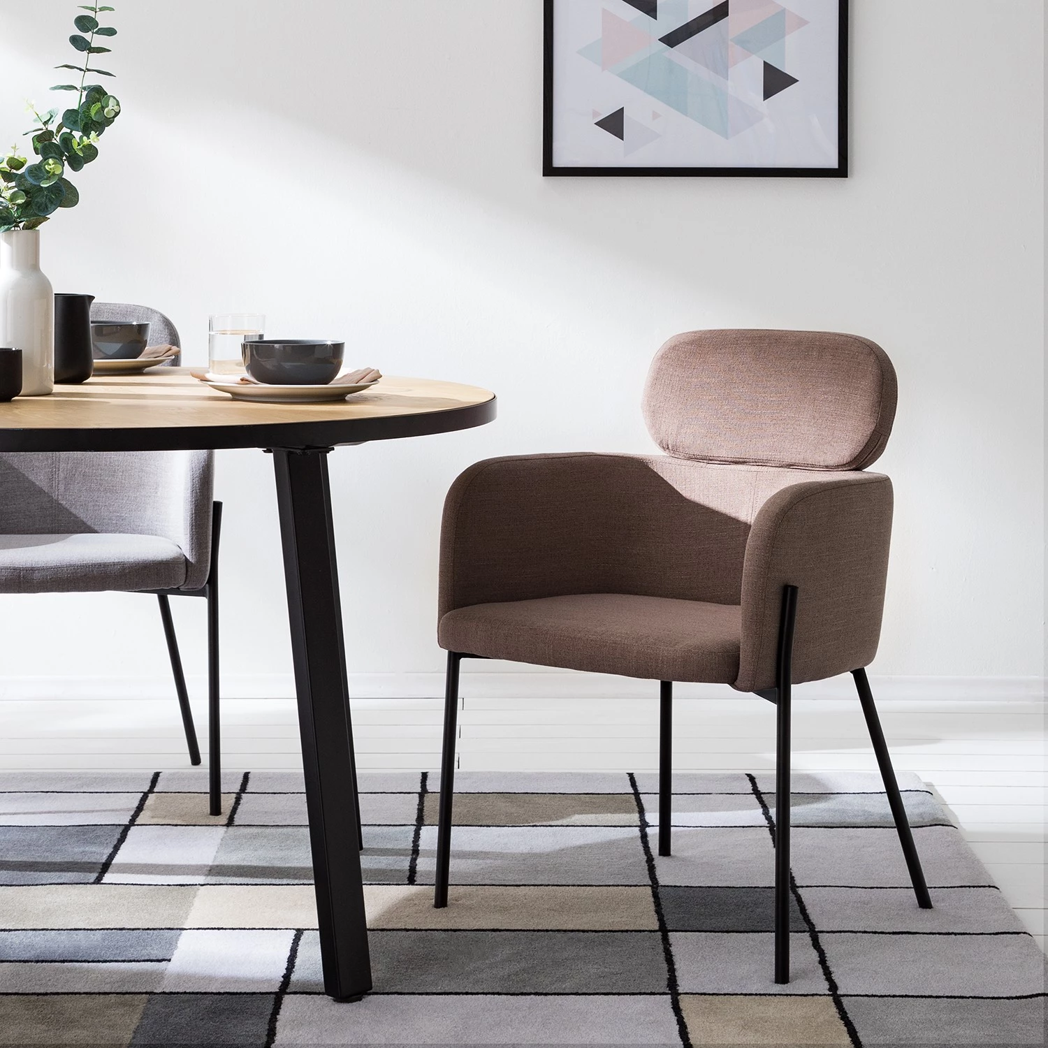 Mørteens Chaises à accoudoirs Menly - Tissu / Métal - Noir - Rose vieilli 2 Mørteens Chaises à accoudoirs Menly - Tissu / Métal - Noir - Rose vieilli – Image 2