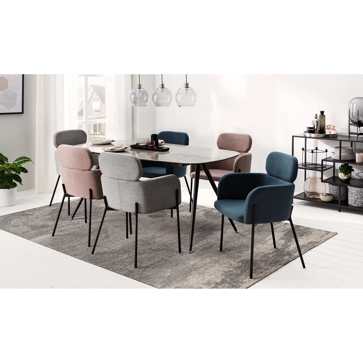 Mørteens Chaises à accoudoirs Menly - Tissu / Métal - Noir - Rose vieilli 3 Mørteens Chaises à accoudoirs Menly - Tissu / Métal - Noir - Rose vieilli – Image 3