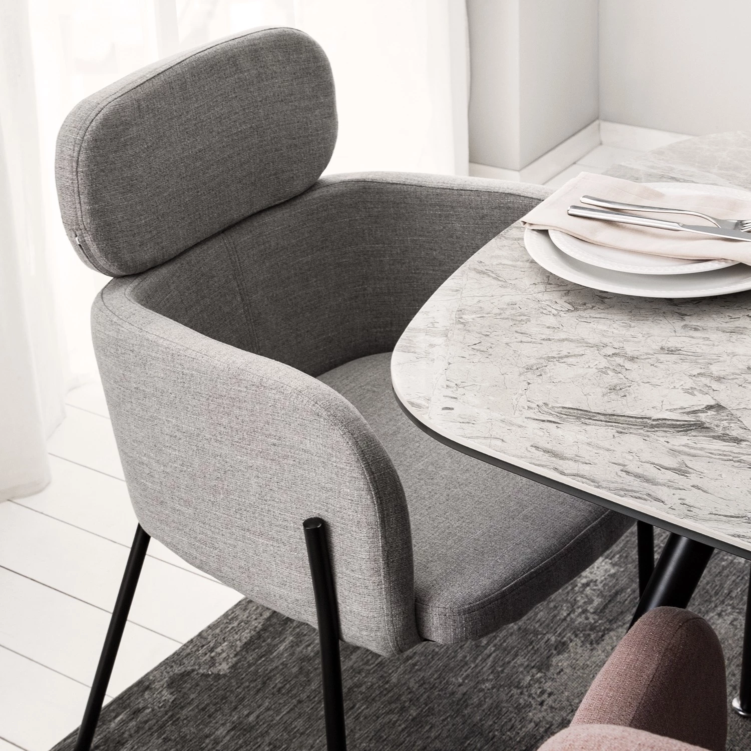 Mørteens Chaises à accoudoirs Menly - Tissu / Métal - Noir - Gris 15 Mørteens Chaises à accoudoirs Menly - Tissu / Métal - Noir - Gris – Image 15