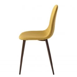 Mørteens Chaise capitonnée Iskmo VI - Tissu / Métal - Imitation noyer - Jaune moutarde - Lot de 2 -Meubles de salle à manger Soldes Magasin 1000179471 200121 14403800065 DETAILS P000000001000179471