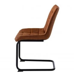 Fredriks Chaise cantilever Kemmel - Microfibre / Métal - Noir - Cognac - Lot de 2 -Meubles de salle à manger Soldes Magasin 1000179472 200121 14403900072 DETAILS P000000001000179472