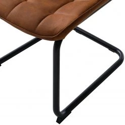 Fredriks Chaise cantilever Kemmel - Microfibre / Métal - Noir - Cognac - Lot de 2 -Meubles de salle à manger Soldes Magasin 1000179472 200121 14403900074 DETAILS P000000001000179472