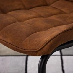 Fredriks Chaise cantilever Kemmel - Microfibre / Métal - Noir - Cognac - Lot de 2 -Meubles de salle à manger Soldes Magasin 1000179472 200122 12294800051 DETAILS P000000001000179472